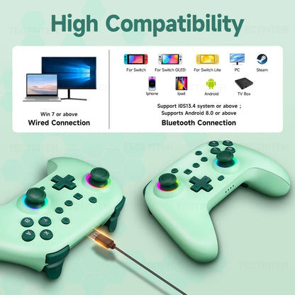 RGB Gaming Controller for Nintendo Switch/ OLED/ Lite/ Steam/ Android Gamepad