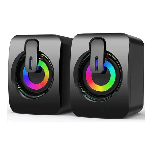 Mini Gaming Speakers HIFI Stereo Microphone USB Wired with LED Light