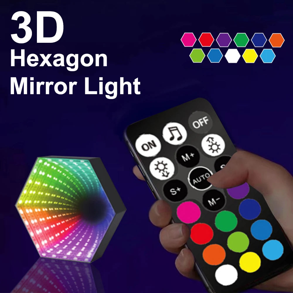 RGB 3D Hexagonal Mirror Tunnel Light LED Panel Light