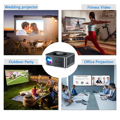 25000 Lumens Android 4K LED Projector 800ANSI WiFi6 Bluetooth Projector