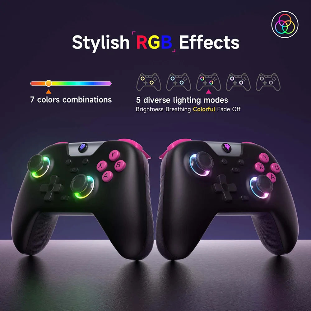 Wireless PC Gamepad Bluetooth Gaming Controller withTurbo RGB Hall Effect