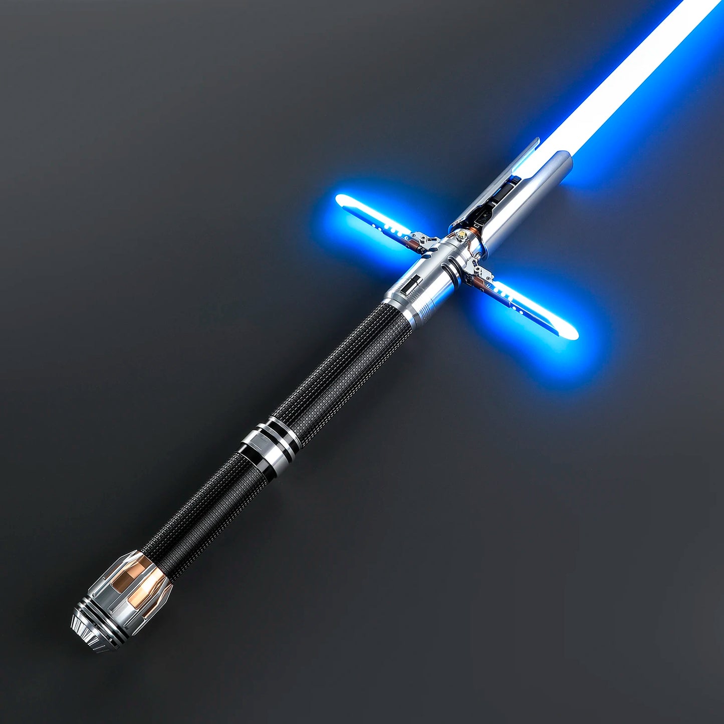 DamienSaber Survivor Crossguard Lightsaber Bluetooth Heavy Dueling Light Saber Infinite Color Changing Sensitive Smooth Swing