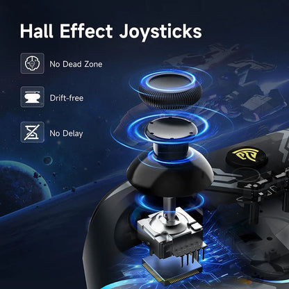 Bluetooth Joystick Gaming Controller for PC Windows, Nintendo Switch, Android/iOS, RGB, Hall Effect