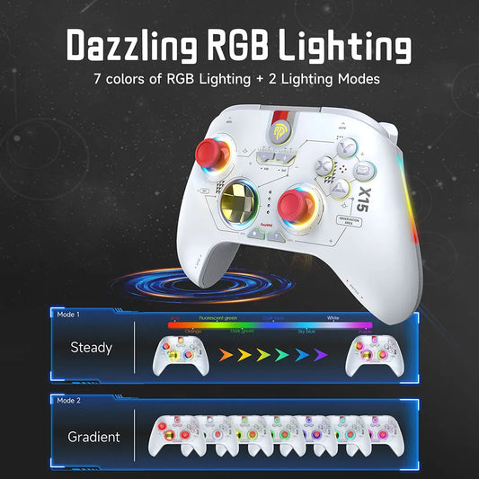 Wirelss Gamepad, RGB Bluetooth Gaming Controller Compatible with PC/Switch/Phone/TV, Black Myth Wukong, Hall Effect