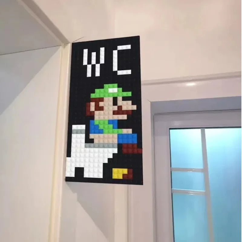 Super Mario Creative Building Block Door Number Toilet Sign