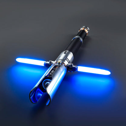 DamienSaber Survivor Crossguard Lightsaber Bluetooth Heavy Dueling Light Saber Infinite Color Changing Sensitive Smooth Swing