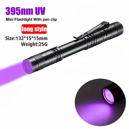 Portable UV Flashlight 365nm Ultraviolet Torch With Pen Clip