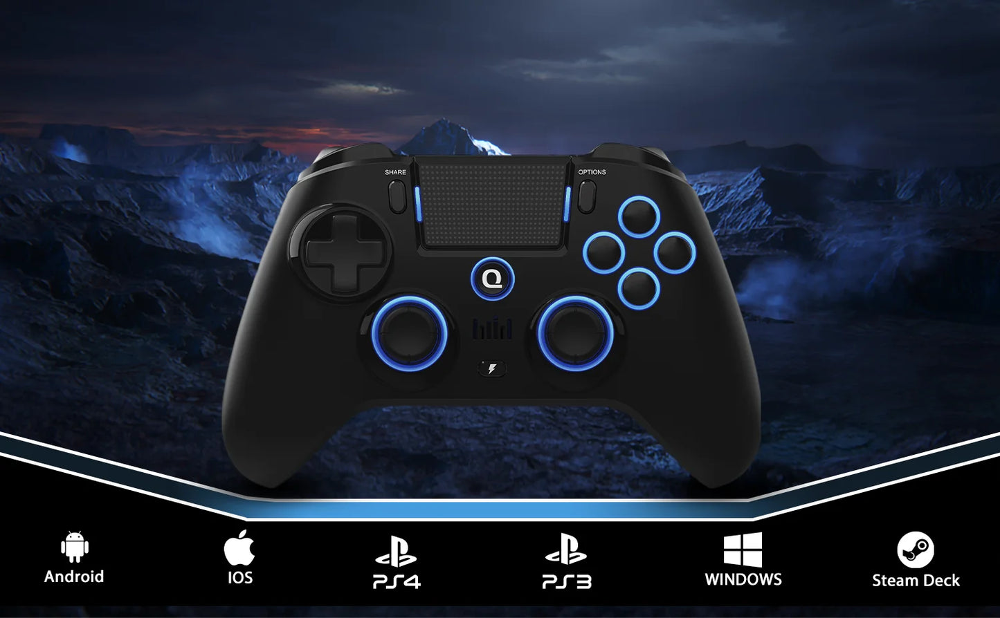 Wireless Gaming Controller fo rPS5 PS4 PS3 IOS Android PC Hall Effect 9-color LED lights