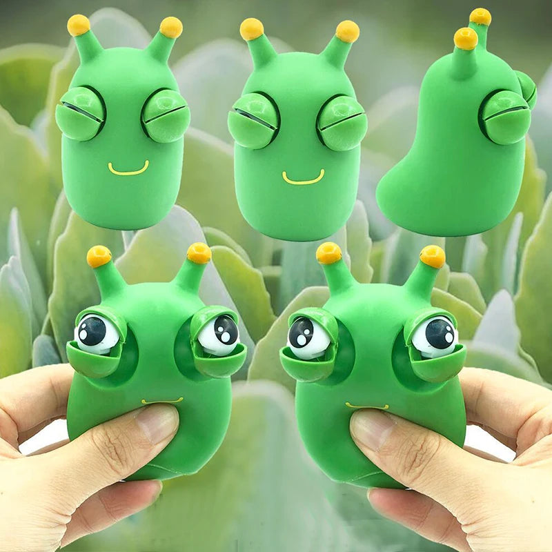 Green Eye Caterpillar Pinch Toys Adult Kids Stress Relief Toy