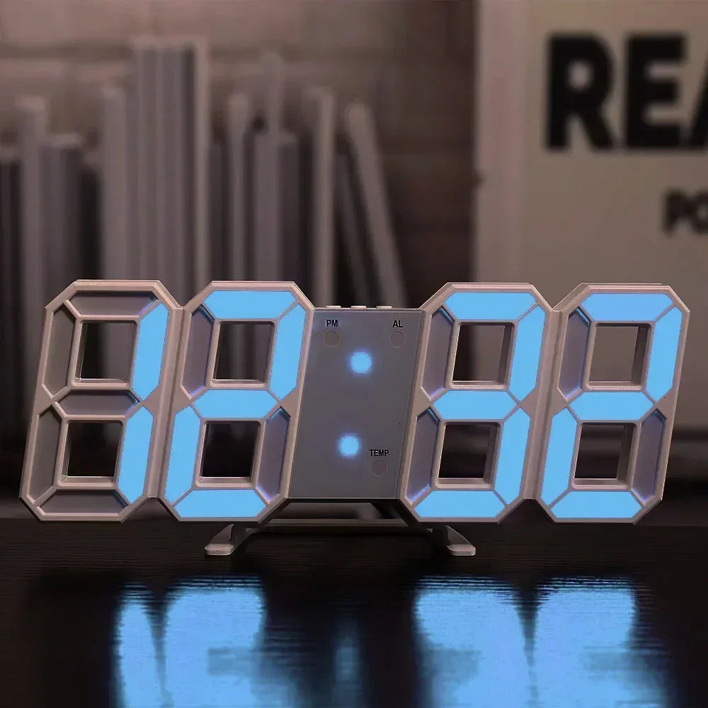 3D LED Digital Clock Wall Decoration Glow Night Mode