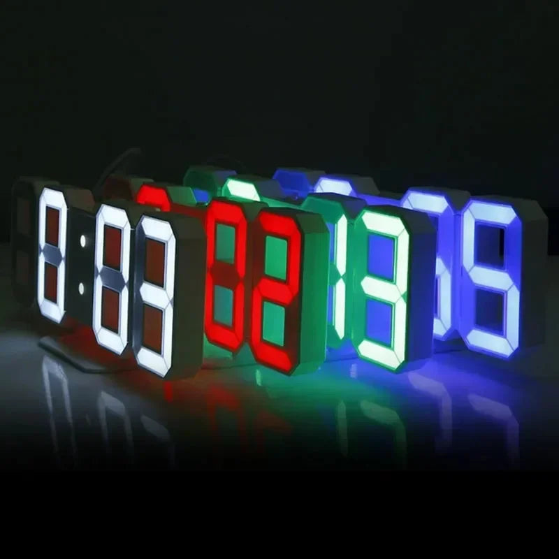 3D LED Digital Clock Wall Decoration Glow Night Mode