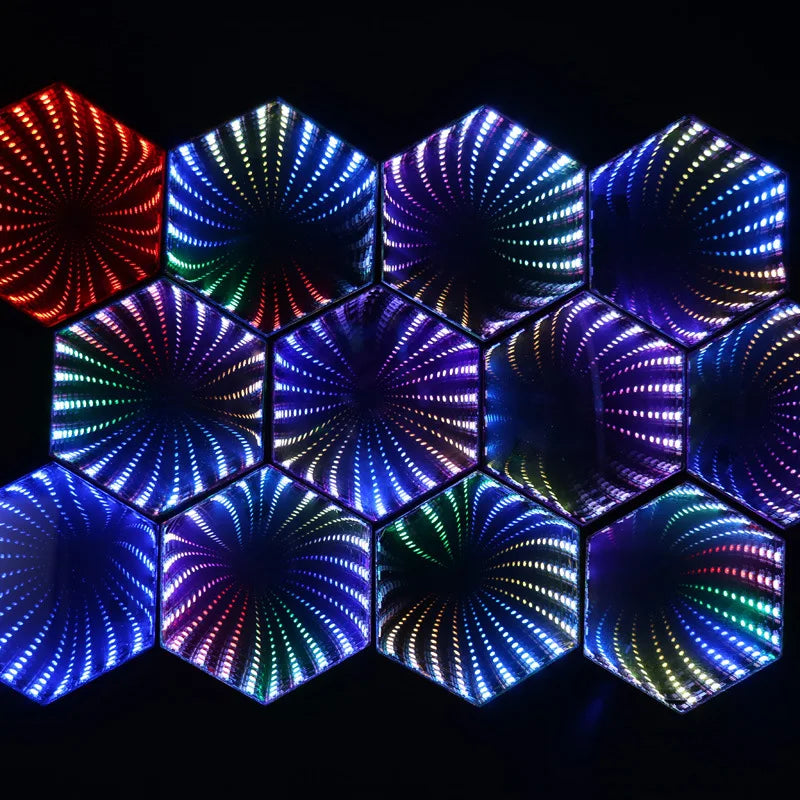 RGB 3D Hexagonal Mirror Tunnel Light LED Panel Light