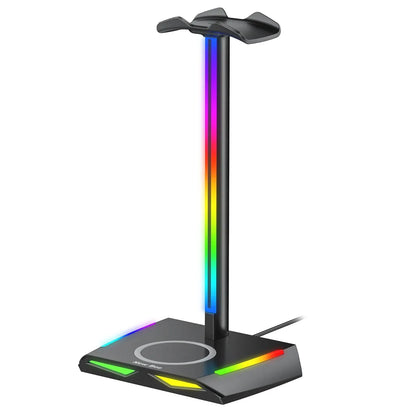 RGB Headset Stand Gaming Holder with Wireless Charger Base