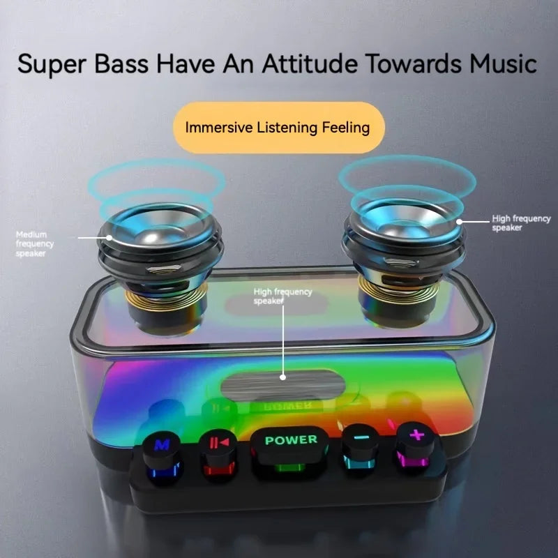 Wireless Bluetooth Speaker with HiFi Stereo Sound with Colorful Lights