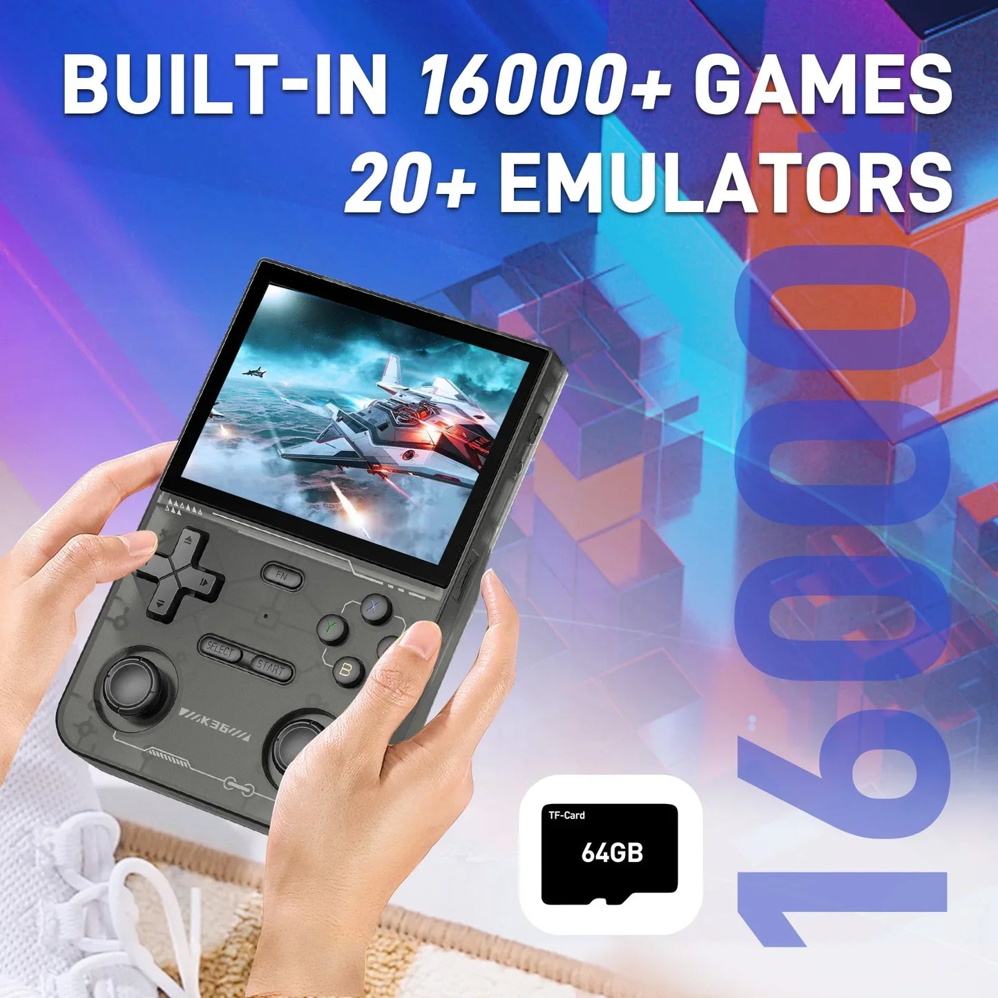 3.5Inch IPS 640x480 Screen Handheld Game Console 64GB Memory