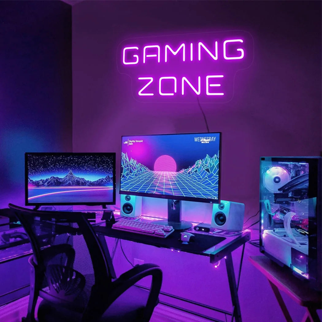 Gaming Zone Neon Sign USB Powered Gaming Room Wall Decoration