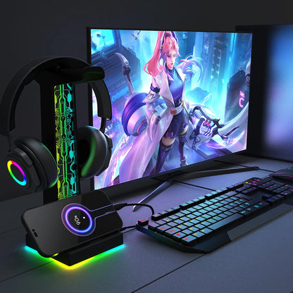 RGB Gaming Headphone Stand 10 Lighting Effects Headphone Stand