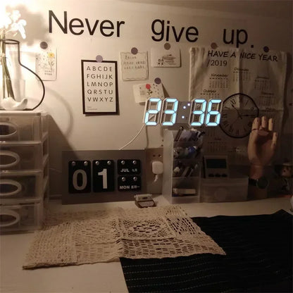 3D LED Digital Clock Wall Decoration Glow Night Mode