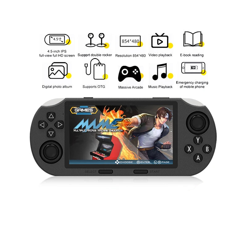 Handheld Game Console 4.5 Inch IPS Screen 64G Built-in 20000+ Games