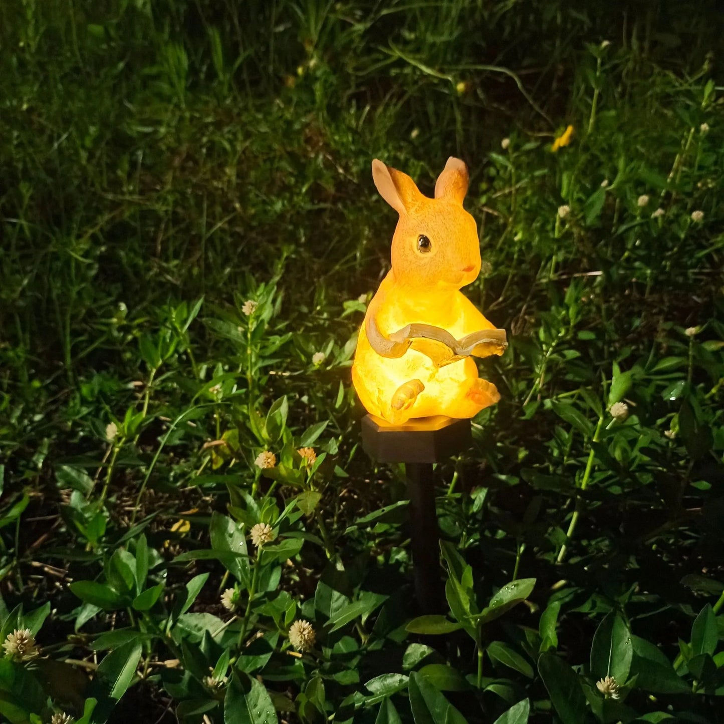 Solar Lamp for Reading Rabbit Lamp Resin Crafts Led Outdoor Lighting