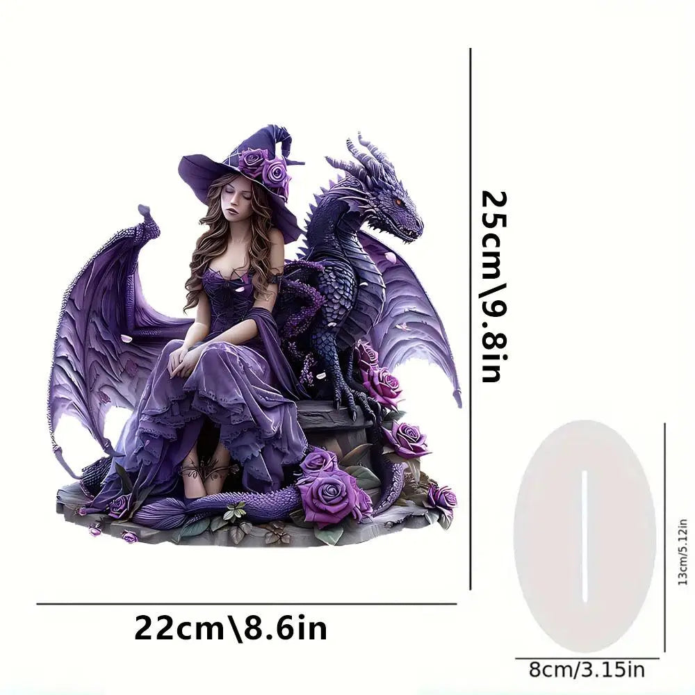 Acrylic Enchantress & Red Dragon Figurine