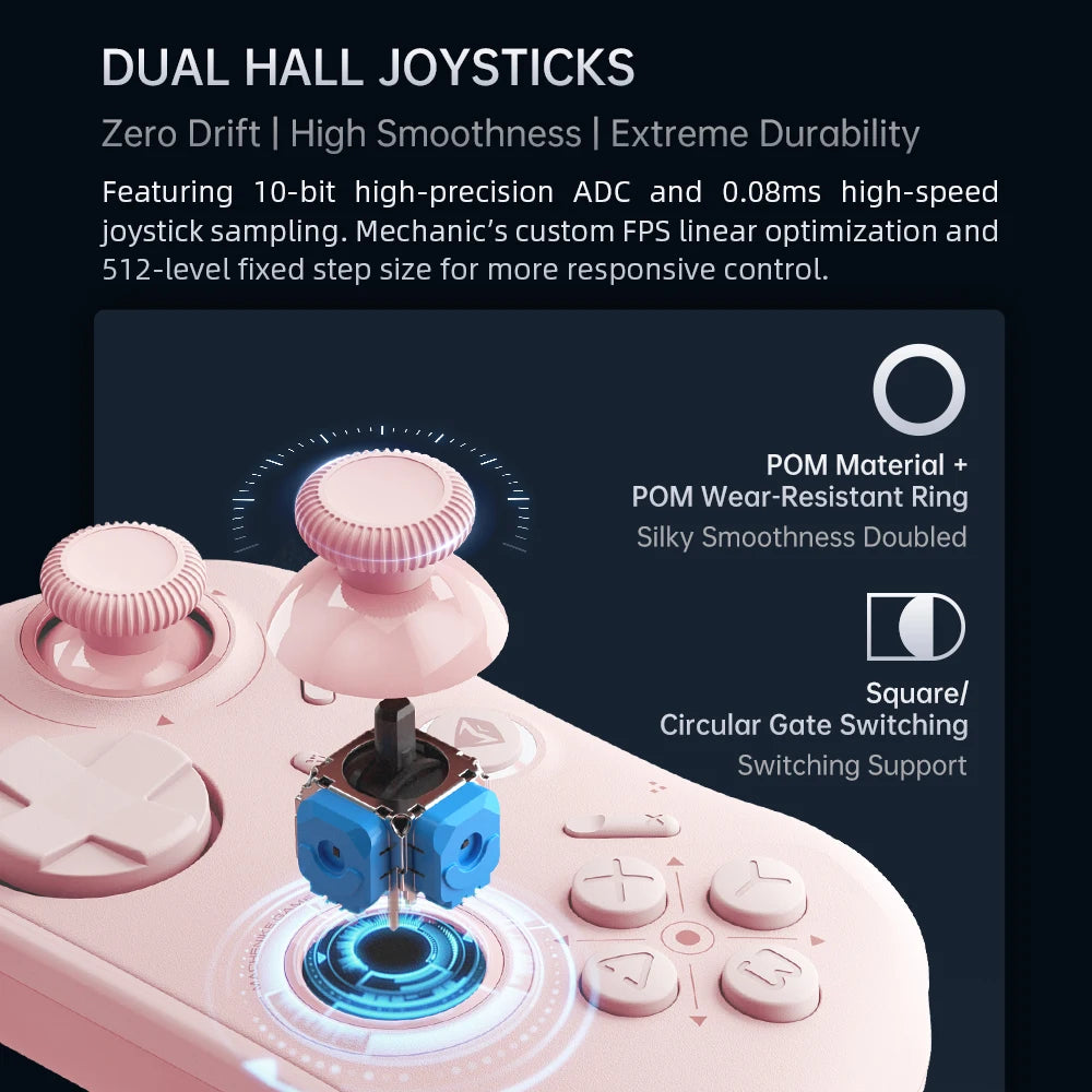 Wireless Gaming Controller with 1K Polling Rate Hall Effect Trigger Joystick