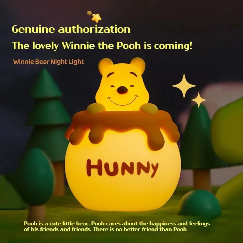 Cute Winnie The Pooh Night Light Silicone Material Soft Light