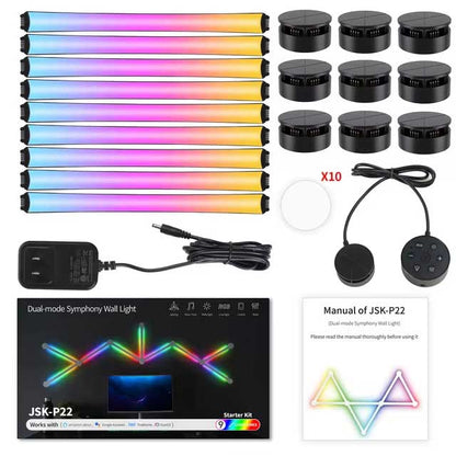 Lot de 9 panneaux lumineux intelligents RVB à intensité variable pour bande murale à faire soi-même, synchronisation de la musique