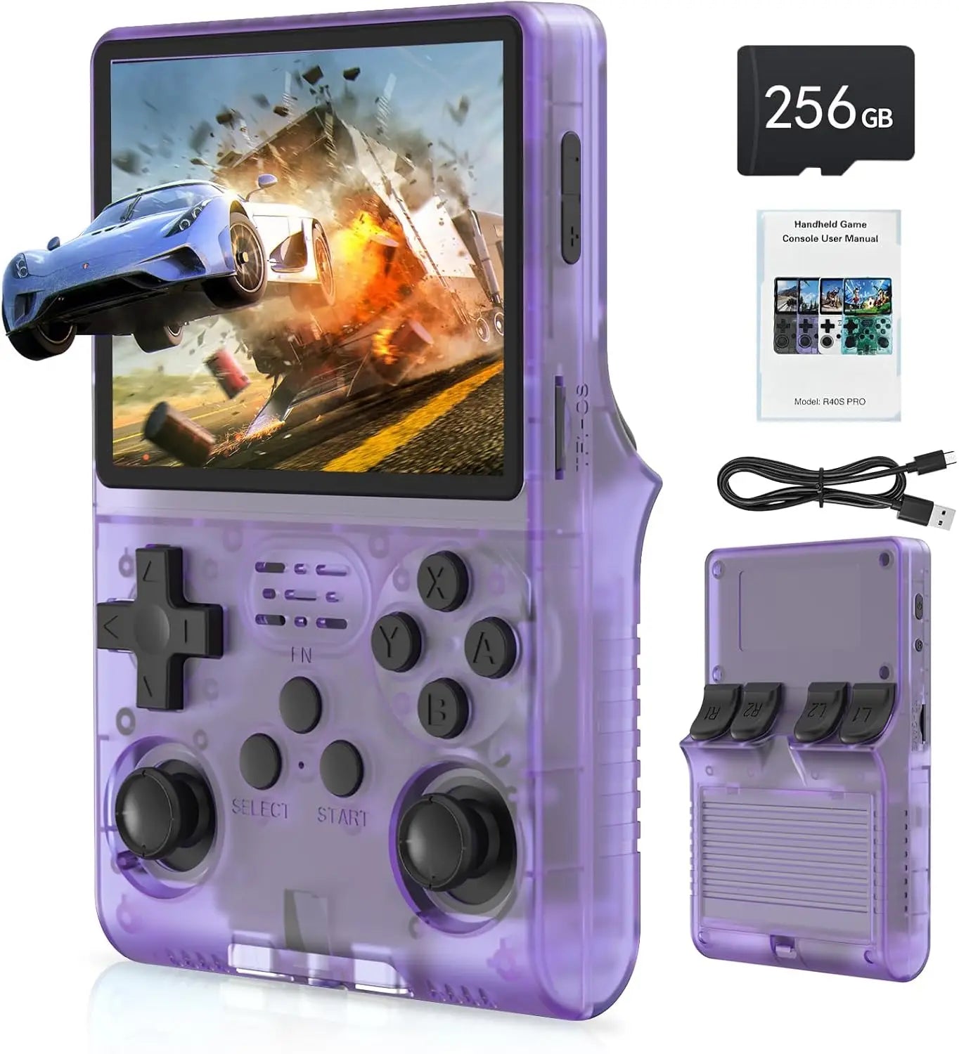  R40S Pro Retro Handheld Game Console Linux System 3.5 Inch IPS Screen Portable Pocket Video Player 256GB Games Kid Gift