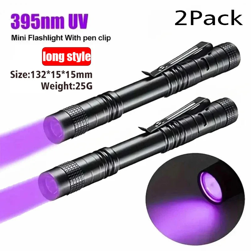 Portable UV Flashlight 365nm Ultraviolet Torch With Pen Clip