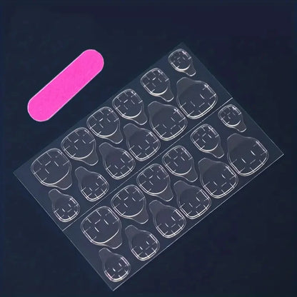 24 pieces of medium European style powder, sweet and sparkling pink lines, wearing nail pads&1 rubbing strip&1 jelly gel
