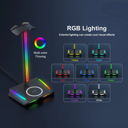 RGB Headset Stand Holder with Wireless Charger