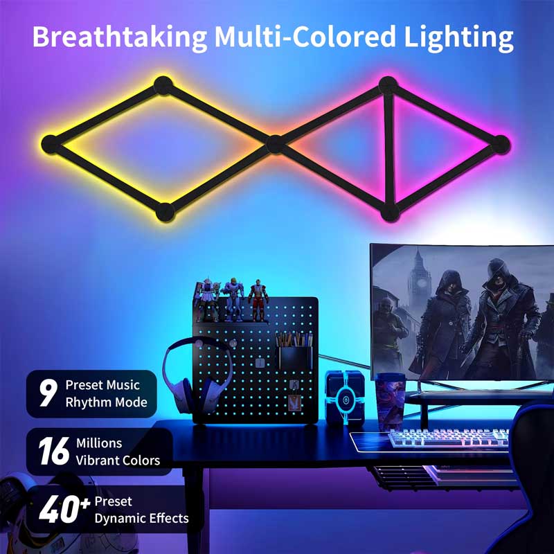 9 Pcs Smart Dimmbare RGB Licht Panel DIY Wand Streifen Spleißen Licht Musik Sync