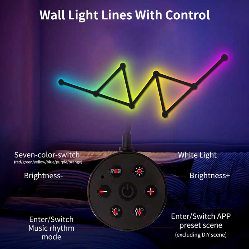 Lot de 9 panneaux lumineux intelligents RVB à intensité variable pour bande murale à faire soi-même, synchronisation de la musique