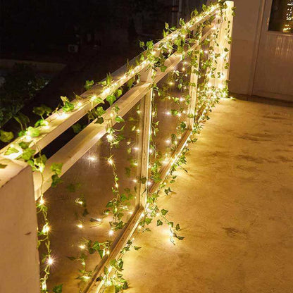 32.8FT Solar Light String LED Garland Rattan Light