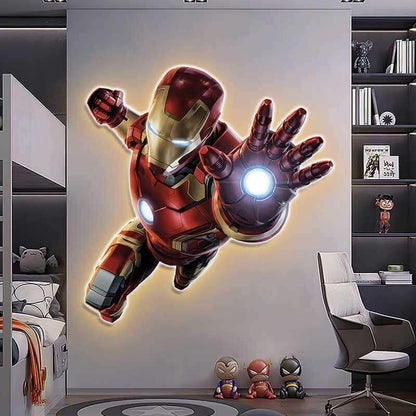 LED light 3D Installation Painting Iron Man Wall Gaming Light 220V