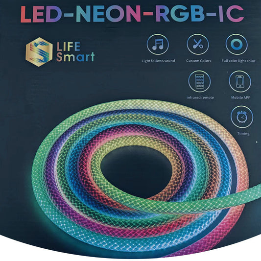 16FT RGB IC Neon LED Strip 360° Luminous Round Reticulated 5M