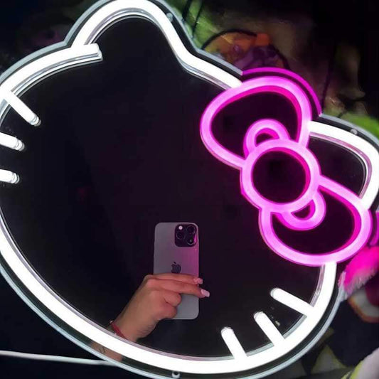 Anime Hello Kitty Bedroom LED Light Mirror Wall Decoration