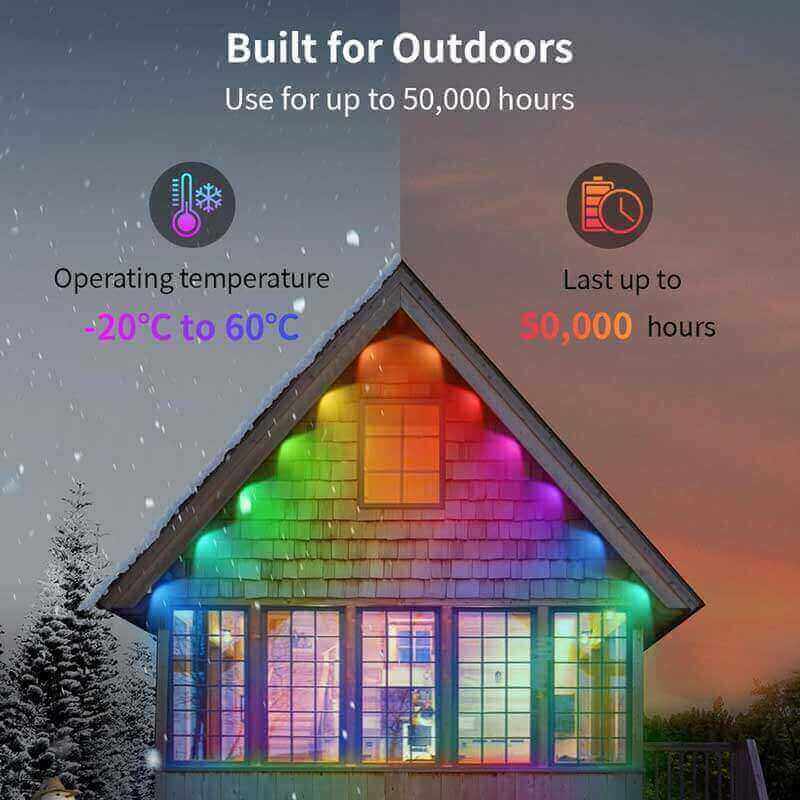 IC Eaves Strip Lights + 120ft 80LEDs RGB, Permanent Outdoor Lights