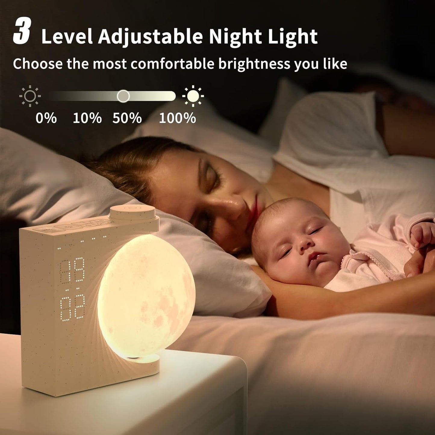 TYPE-C MoonLamp with Daylight Alarm Clock, RGB 8-Color Moonlight (Energy Class A)