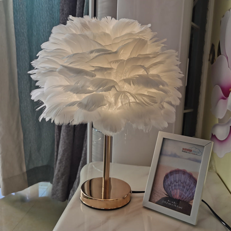 Feather Lamp feather floor lamp Deco Gift Princess Bedroom Atmosphere Light - YouWei Trade