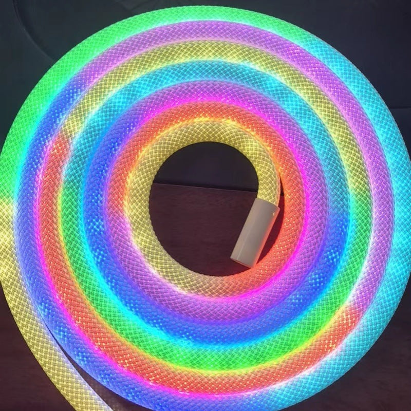 16FT RGB IC Neon LED Strip 360° Luminous Round Reticulated 5M