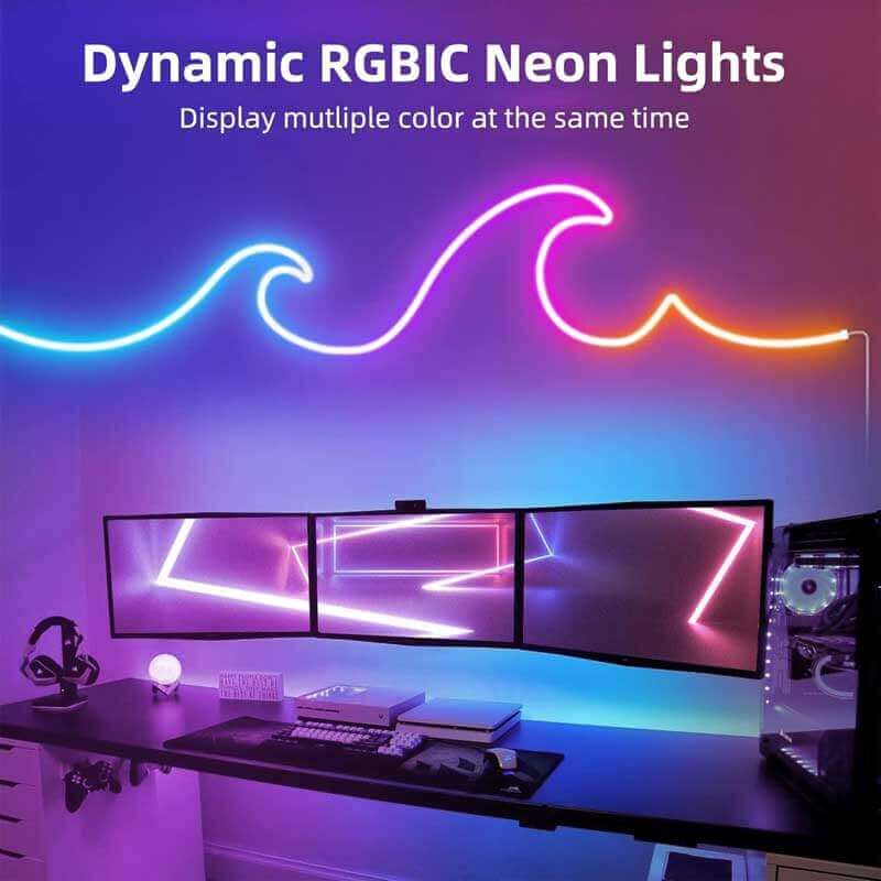 24V LED flexible Neon RGB 16FT Light Strip Rope Bluetooth APP Smart Control