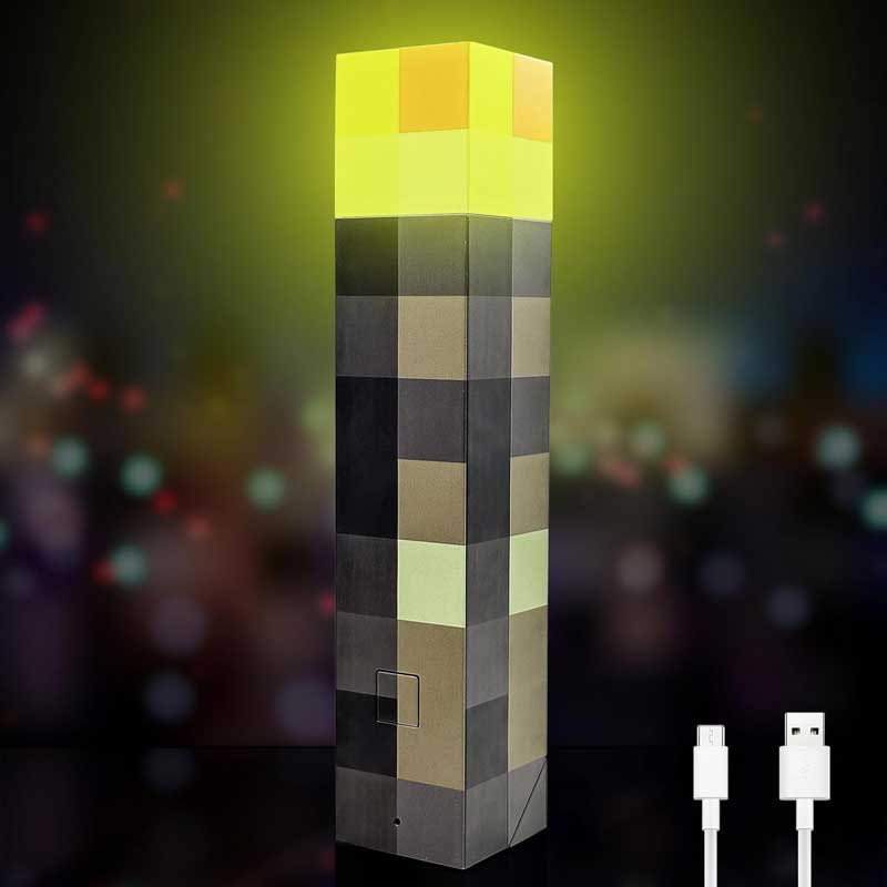 Custom Minecraft Torch Night Light USB Charging