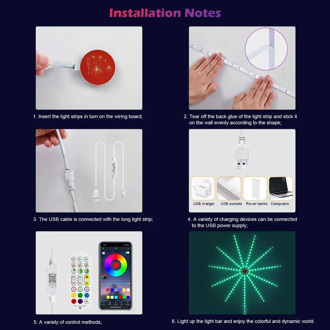 Firework LED Strip Lights with Remote App Control