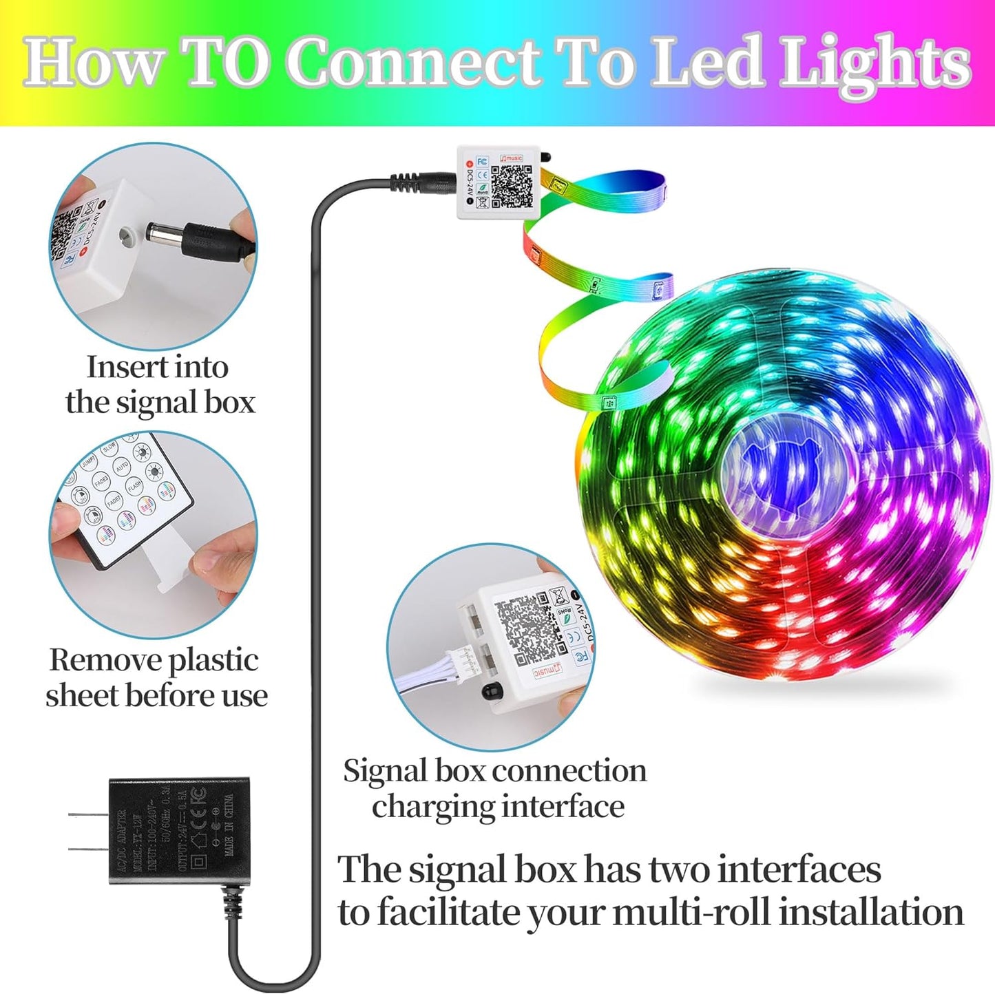 LED Lights for Bedroom, 25FT RGB LED Strip Lights with 44 Keys IR Remote - YouWei Trade