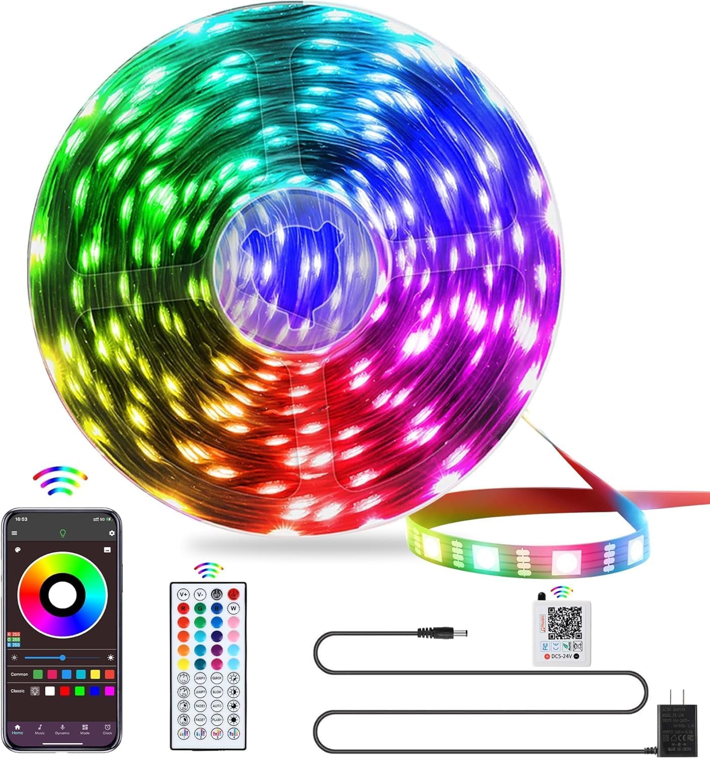 LED Lights for Bedroom, 25FT RGB LED Strip Lights with 44 Keys IR Remote - YouWei Trade