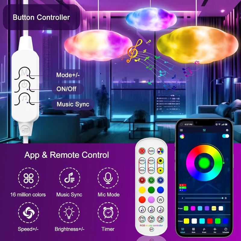 remote controla and app LED Cloud Lights for Ceiling - YouWei Trade