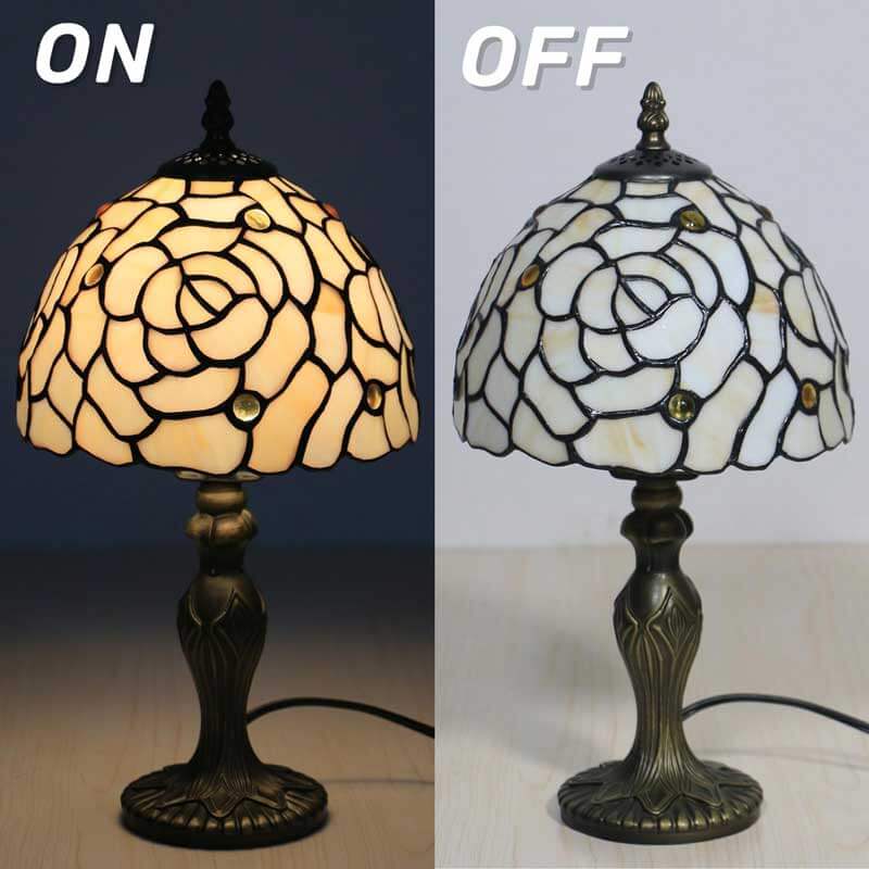 8" Tiffany Style Table Lamp, Sunflower Stained Glass Lamp