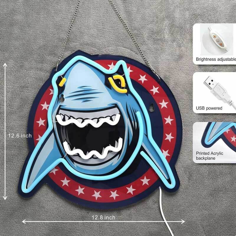 LED Neon Lights UV Printing Shark Shape